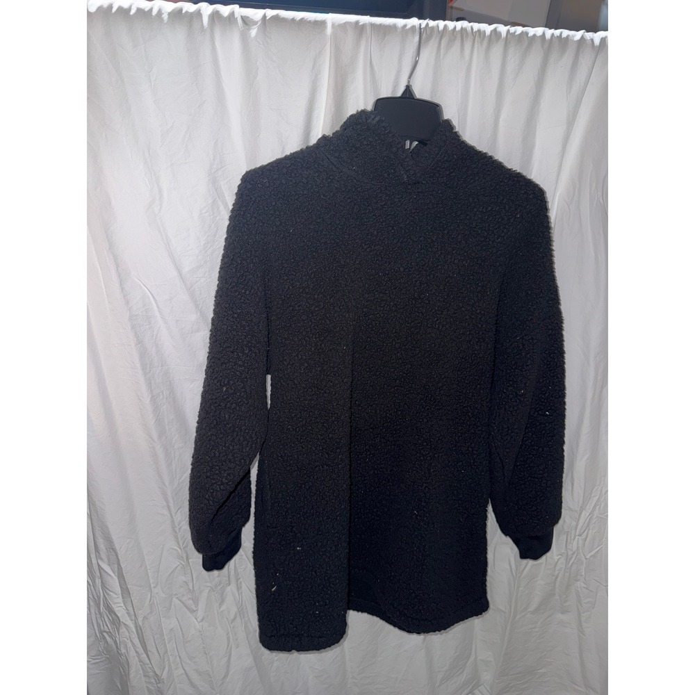 Gap Teen Girls Black Sherpa Fleece Hoodie Pullover Sleepwear Size 12